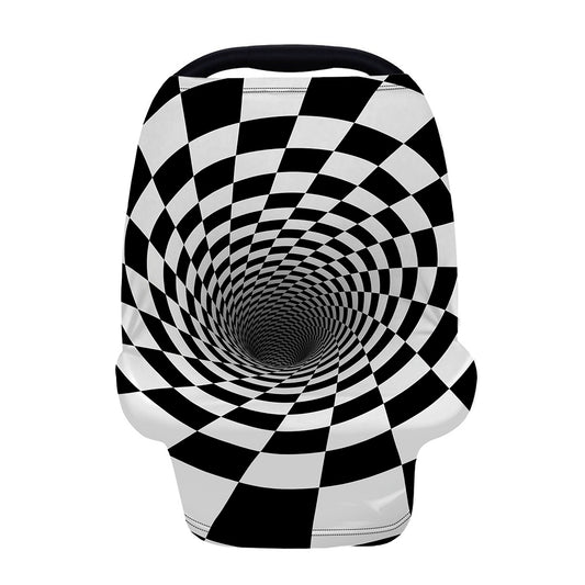 Black And White Hypnotic Illusion Print Baby Seat Cover