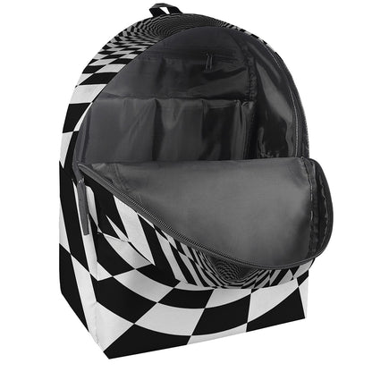 Black And White Hypnotic Illusion Print Backpack