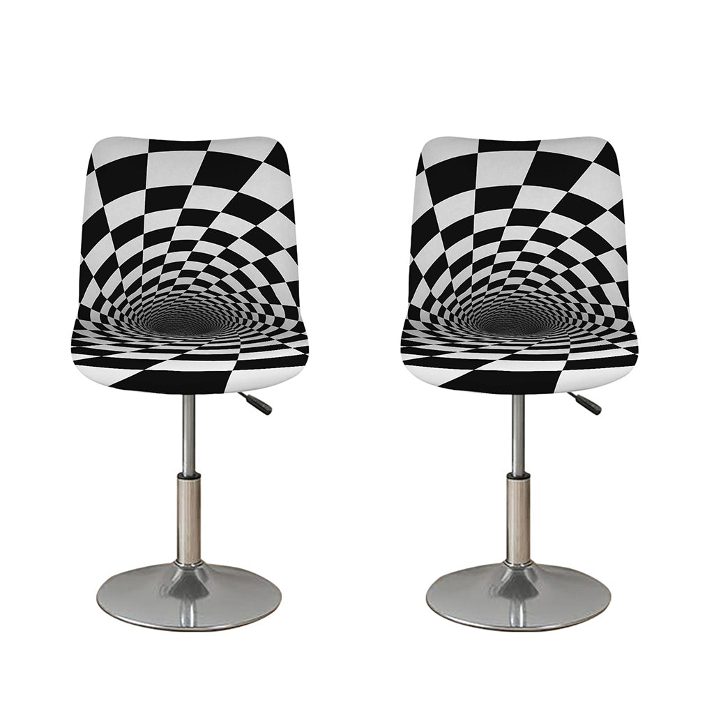 Black And White Hypnotic Illusion Print Bar Stool Covers