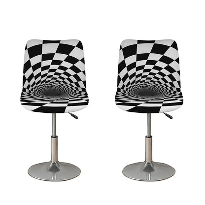 Black And White Hypnotic Illusion Print Bar Stool Covers