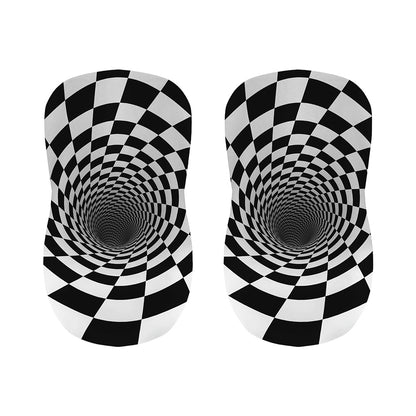 Black And White Hypnotic Illusion Print Bar Stool Covers