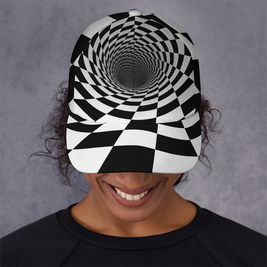 Black And White Hypnotic Illusion Print Baseball Cap