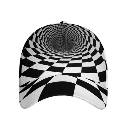 Black And White Hypnotic Illusion Print Baseball Cap