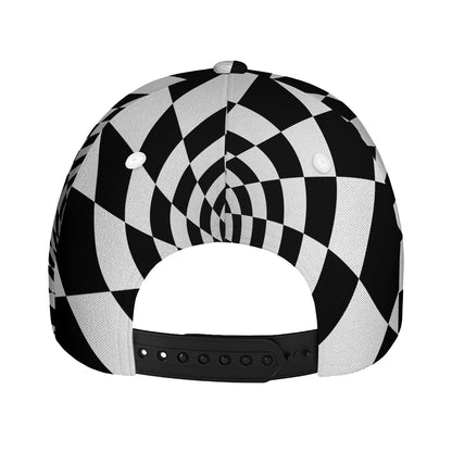 Black And White Hypnotic Illusion Print Baseball Cap