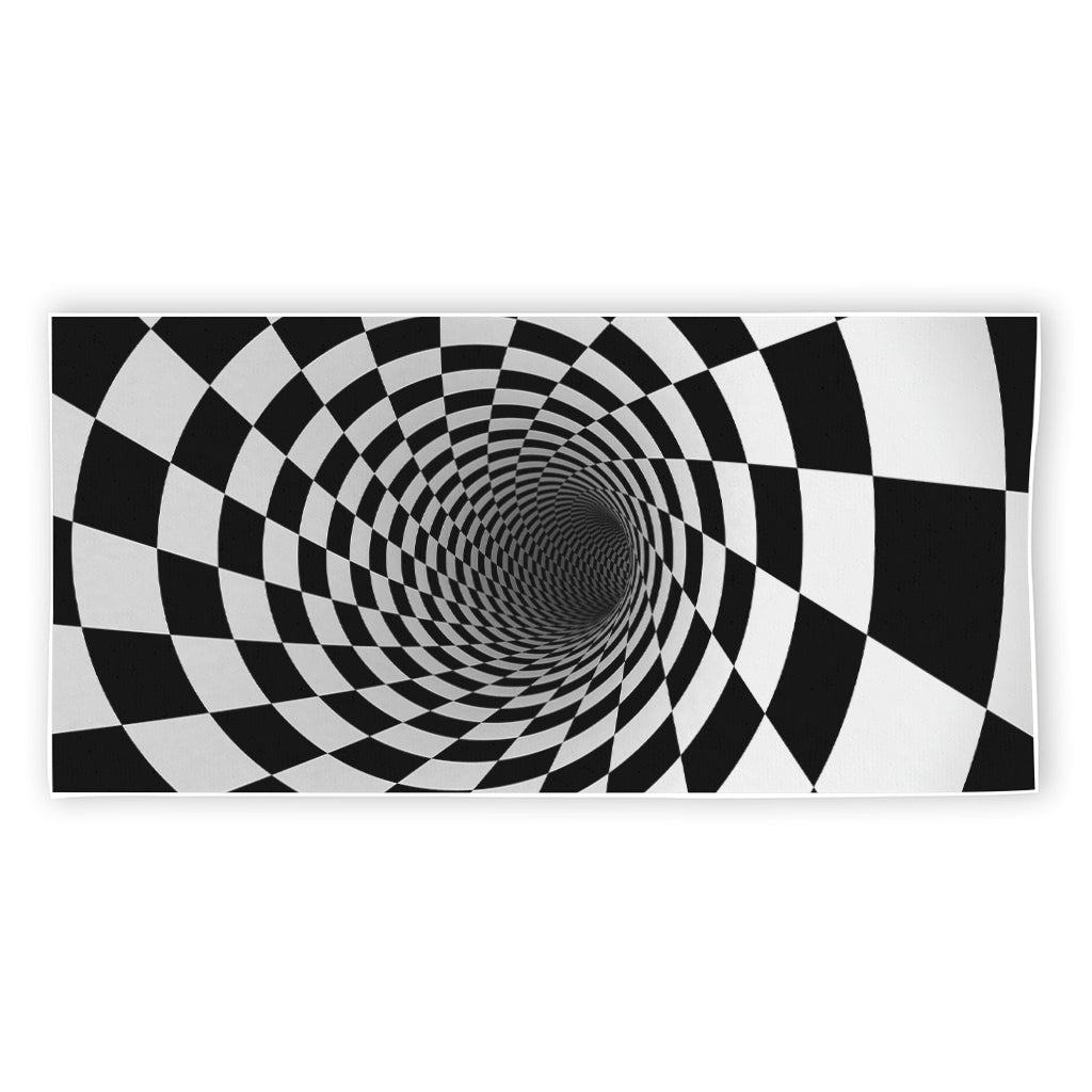Black And White Hypnotic Illusion Print Beach Towel