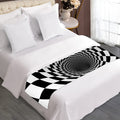 Black And White Hypnotic Illusion Print Bed Runner
