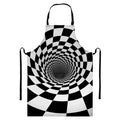 Black And White Hypnotic Illusion Print Bib Apron With Pocket