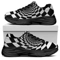 Black And White Hypnotic Illusion Print Black Chunky Shoes