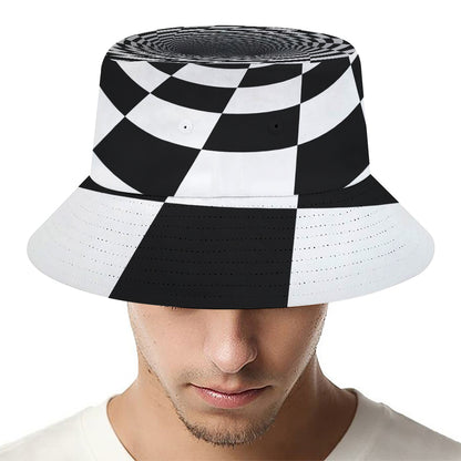 Black And White Hypnotic Illusion Print Bucket Hat