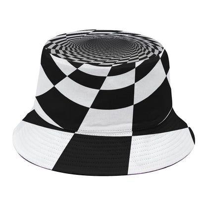 Black And White Hypnotic Illusion Print Bucket Hat