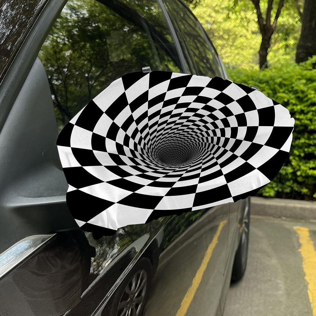 Black And White Hypnotic Illusion Print Car Side Mirror Covers
