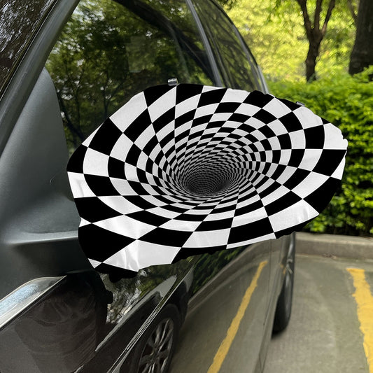 Black And White Hypnotic Illusion Print Car Side Mirror Covers