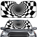 Black And White Hypnotic Illusion Print Car Windshield Sun Shade