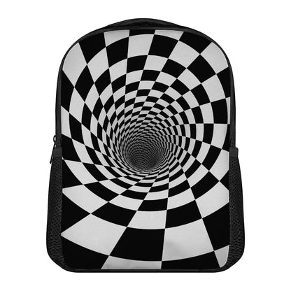 Black And White Hypnotic Illusion Print Casual Backpack