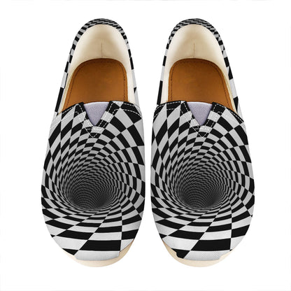 Black And White Hypnotic Illusion Print Casual Shoes
