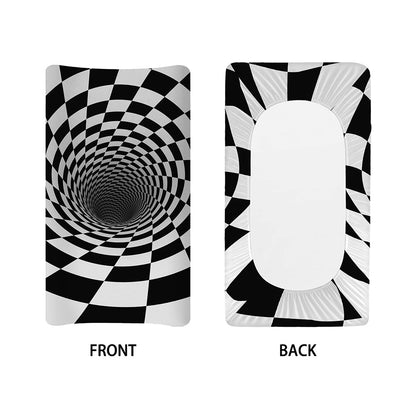 Black And White Hypnotic Illusion Print Changing Pad Cover