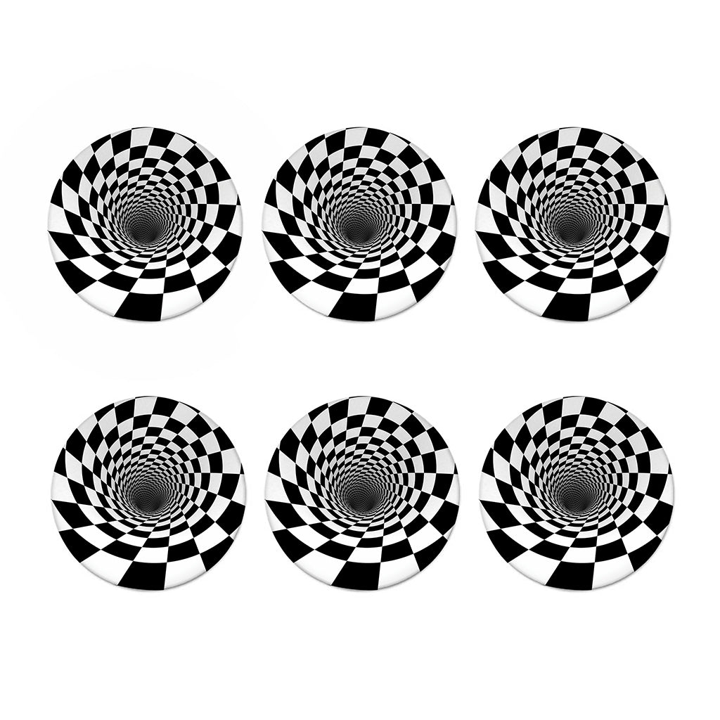 Black And White Hypnotic Illusion Print Coaster Set
