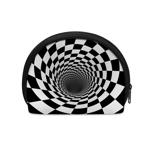 Black And White Hypnotic Illusion Print Coin Purse