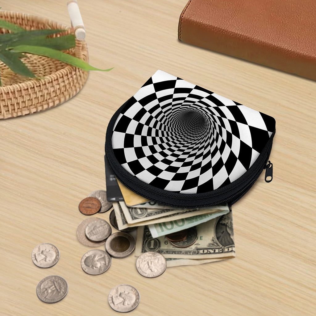 Black And White Hypnotic Illusion Print Coin Purse