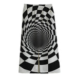 Black And White Hypnotic Illusion Print Cotton Front Slit Maxi Skirt