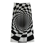 Black And White Hypnotic Illusion Print Cotton Front Slit Maxi Skirt