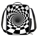 Black And White Hypnotic Illusion Print Crossbody Lunch Bag