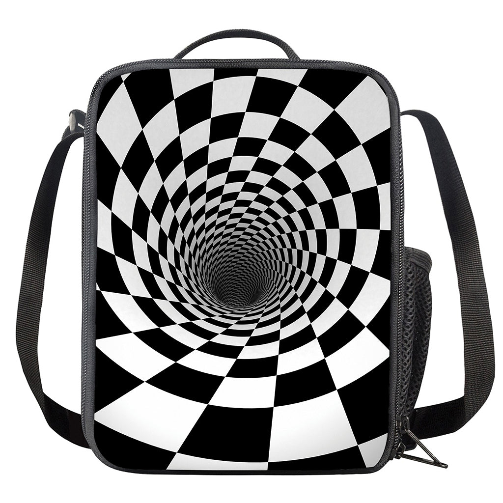 Black And White Hypnotic Illusion Print Crossbody Lunch Bag