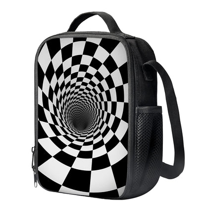 Black And White Hypnotic Illusion Print Crossbody Lunch Bag