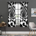 Black And White Hypnotic Illusion Print Grommet Curtain Panels