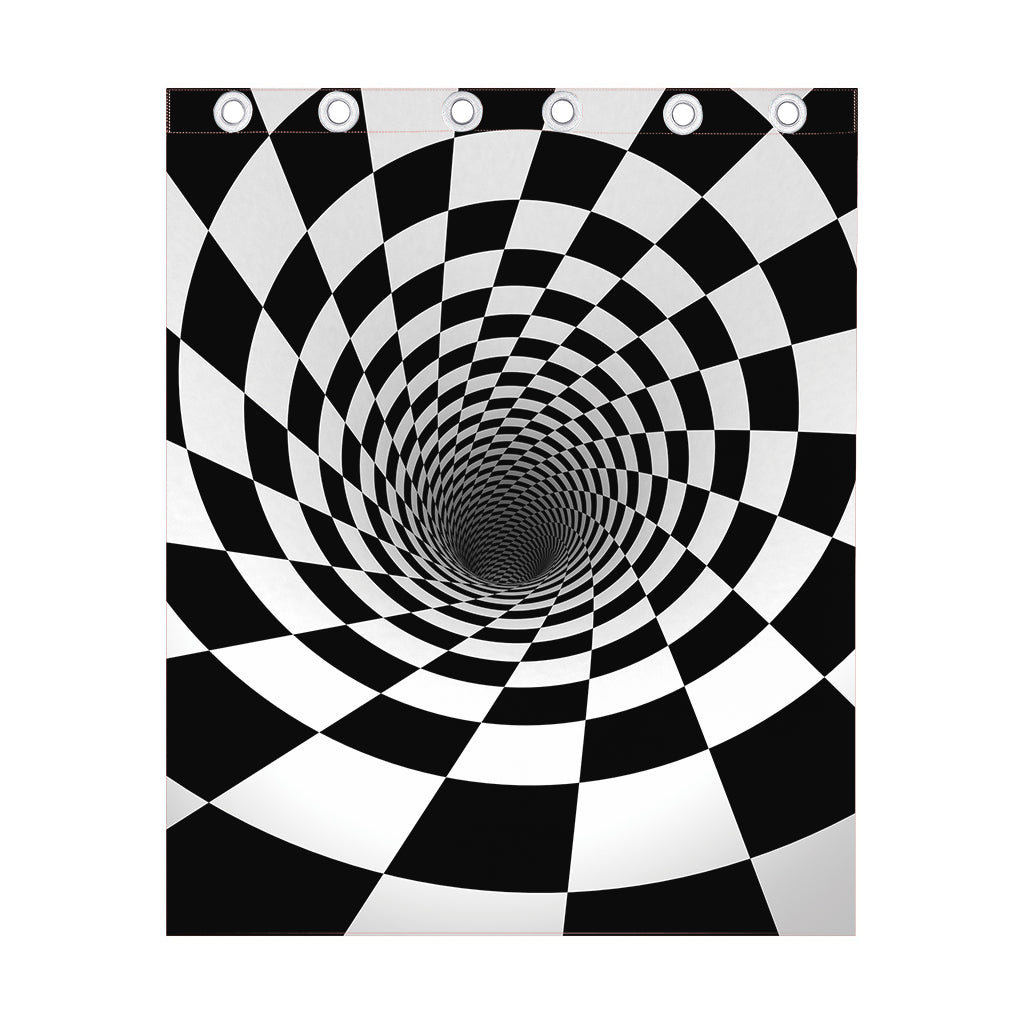 Black And White Hypnotic Illusion Print Curtain