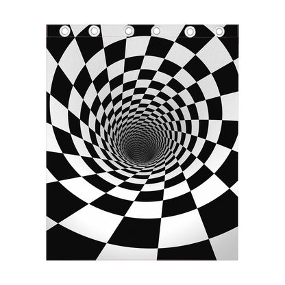 Black And White Hypnotic Illusion Print Curtain