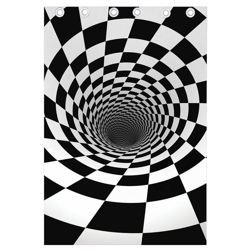 Black And White Hypnotic Illusion Print Curtain
