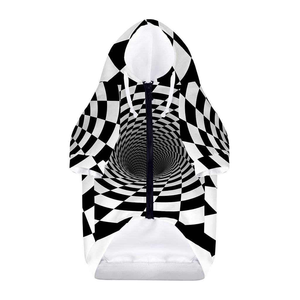 Black And White Hypnotic Illusion Print Dog Zip Up Hoodie