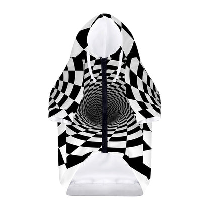 Black And White Hypnotic Illusion Print Dog Zip Up Hoodie