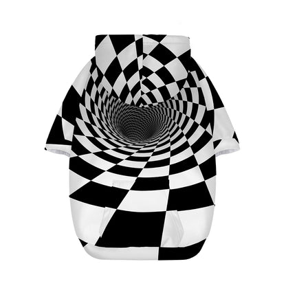 Black And White Hypnotic Illusion Print Dog Zip Up Hoodie