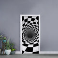 Black And White Hypnotic Illusion Print Door Sticker