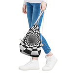 Black And White Hypnotic Illusion Print Drawstring Bag