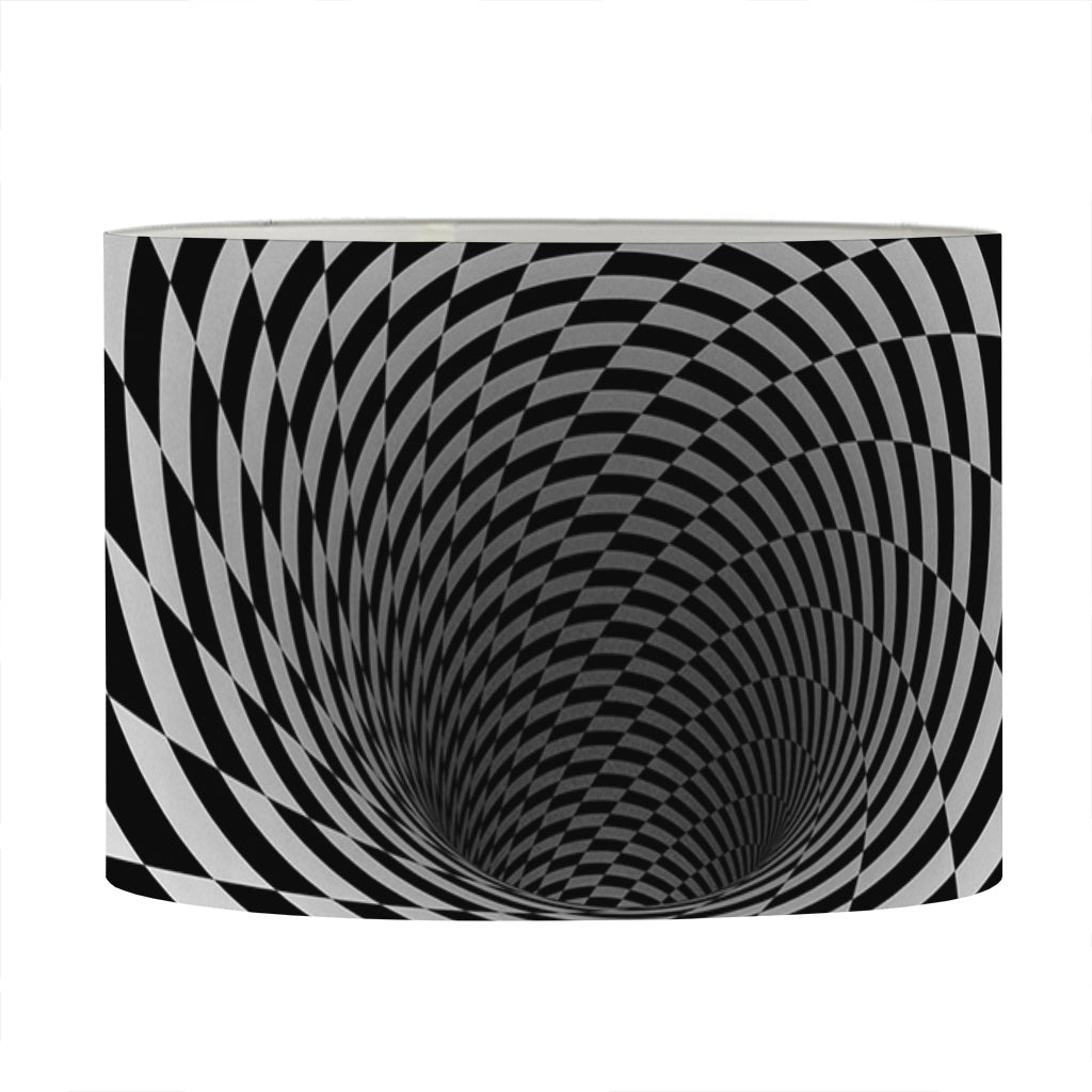 Black And White Hypnotic Illusion Print Drum Lamp Shade