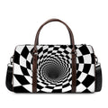 Black And White Hypnotic Illusion Print Duffel Bag