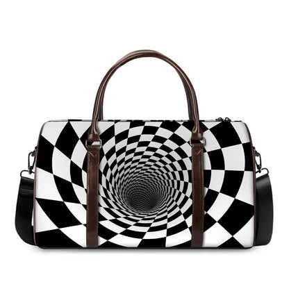 Black And White Hypnotic Illusion Print Duffle Bag