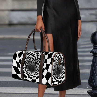 Black And White Hypnotic Illusion Print Duffle Bag