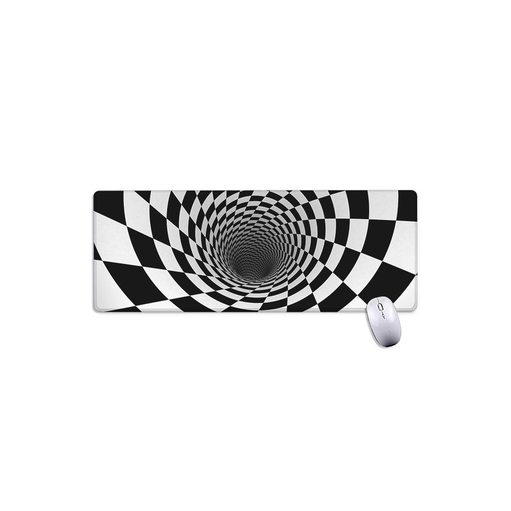 Black And White Hypnotic Illusion Print Extended Mouse Pad