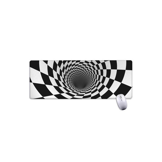 Black And White Hypnotic Illusion Print Extended Mouse Pad
