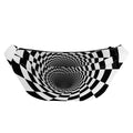 Black And White Hypnotic Illusion Print Fanny Pack