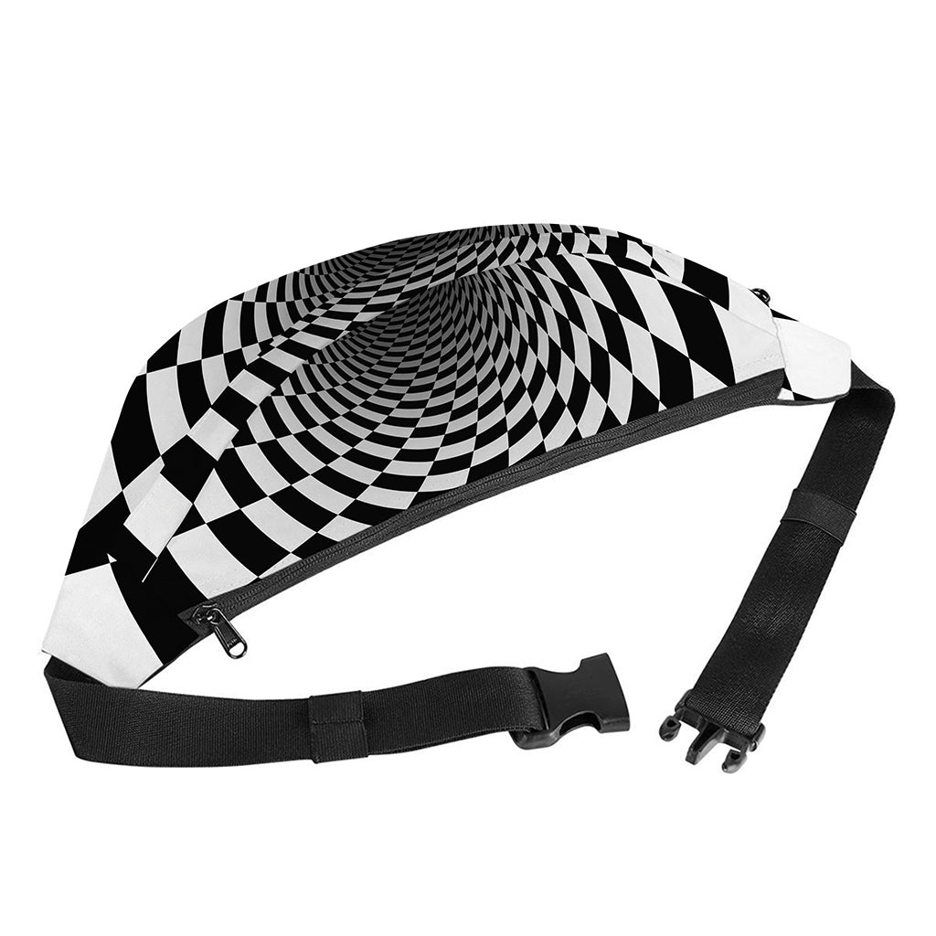 Black And White Hypnotic Illusion Print Fanny Pack