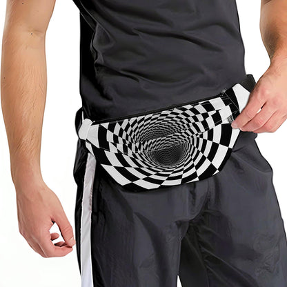 Black And White Hypnotic Illusion Print Fanny Pack