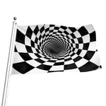 Black And White Hypnotic Illusion Print Flag