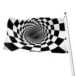 Black And White Hypnotic Illusion Print Flag