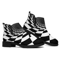 Black And White Hypnotic Illusion Print Flat Ankle Boots