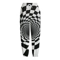 Black And White Hypnotic Illusion Print Fleece Lined Knit Pants